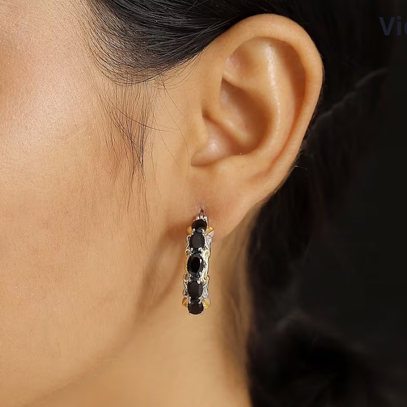 EverTrue Thai Black Spinel Hoop Earrings - Picture 8 of 8